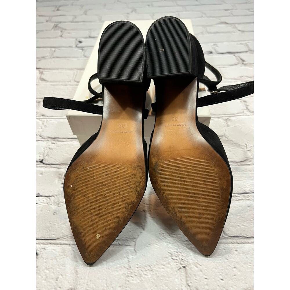 Garnet Hill Black Suede D’Orsay Block Heeled Shoes size 39 Style 33924 - Picture 4 of 7